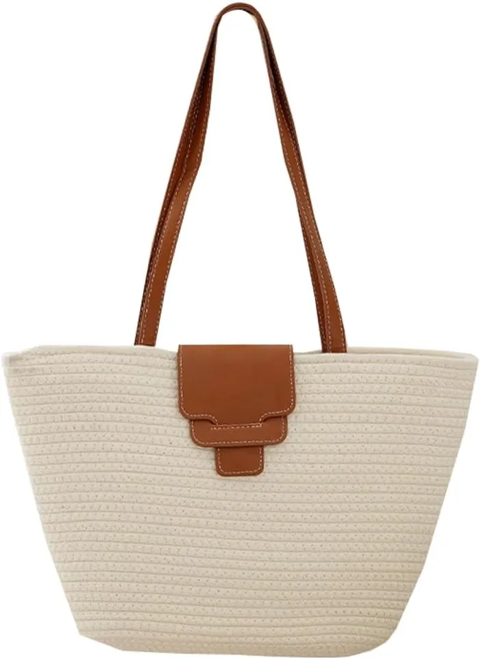 Rungion Summer Straw Tote Bags for Women Knitted Large Top Handle Handbags Woven Beach Shoulder Bags Casual Shopping Purse