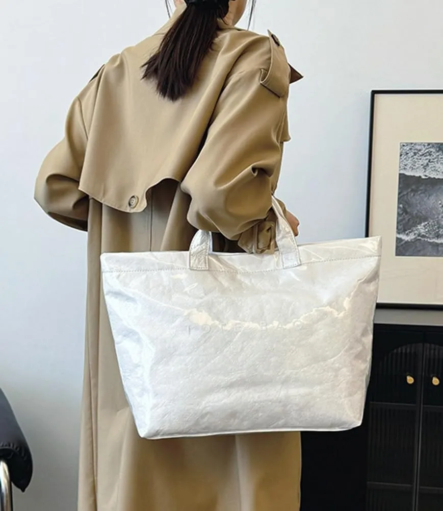 Rungion Womens PVC Tote Bag Large Clear Shoulder Bags Waterproof Purse Kraft Paper Handbag Work Shopping Satchel 2024