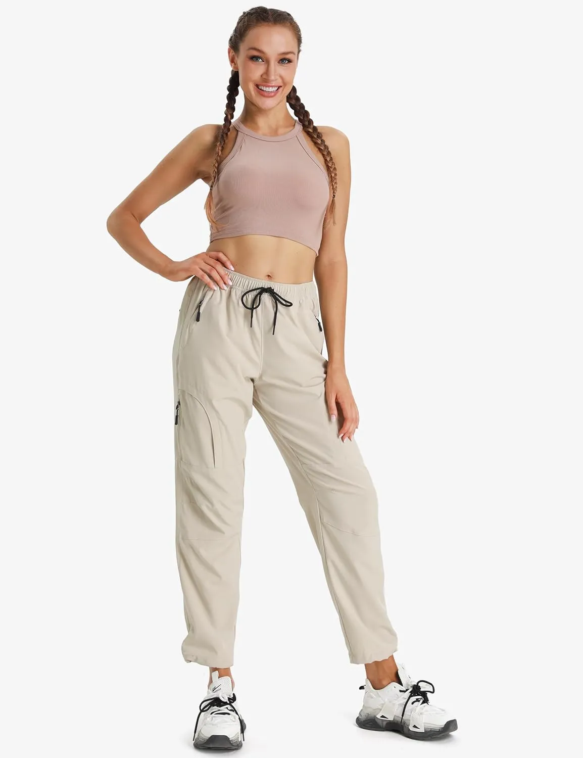 Seamaid Women's Hiking Pants Quick Dry Lightweight Water Resistant Cargo Pants with Zipper Pockets Travel Outdoor