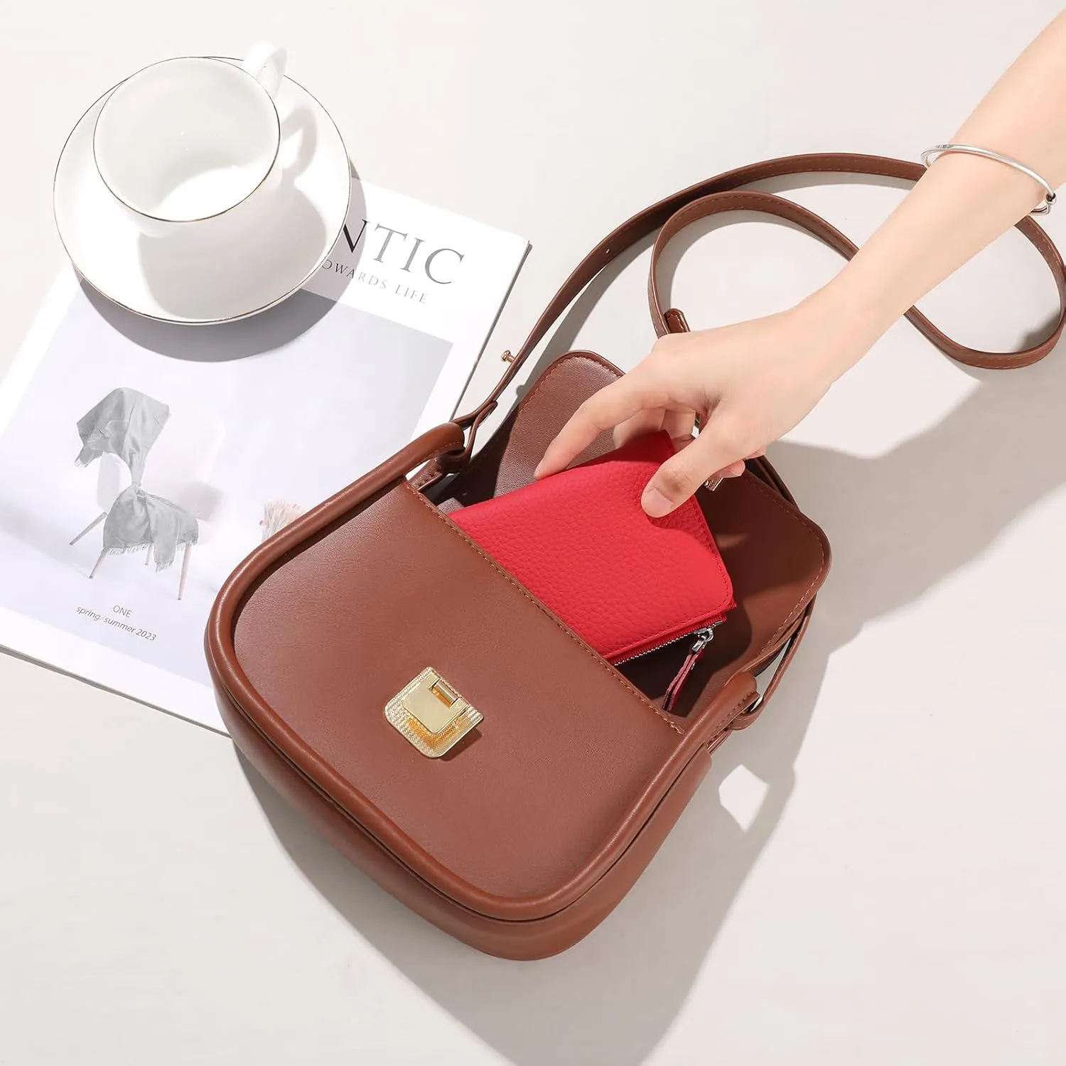 SENDEFN Small Wallets for Women Genuine Leather Slim Pocket Wallet RFID Blocking Bifold Ladies Mini Purse with ID Window
