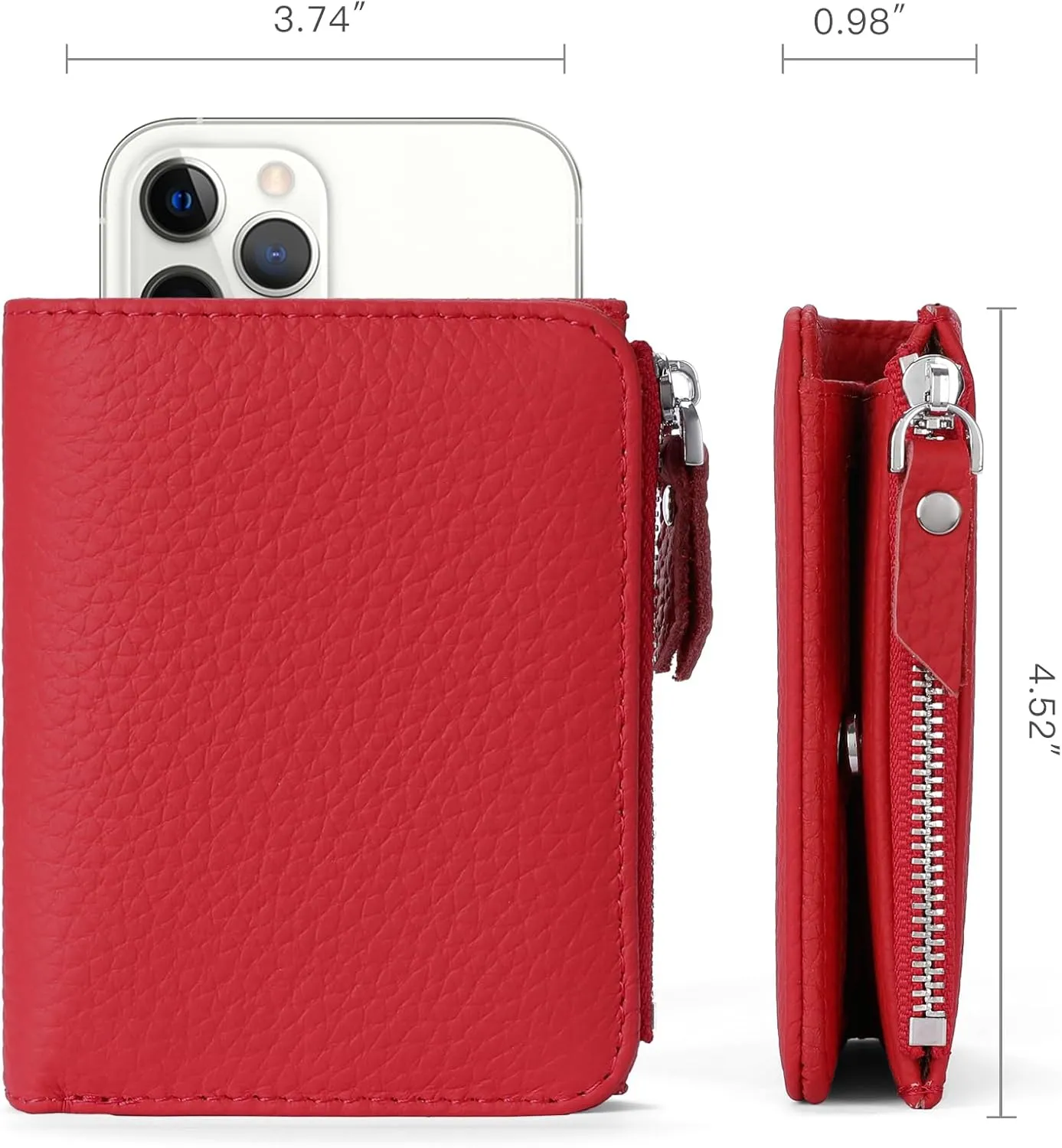 SENDEFN Small Wallets for Women Genuine Leather Slim Pocket Wallet RFID Blocking Bifold Ladies Mini Purse with ID Window
