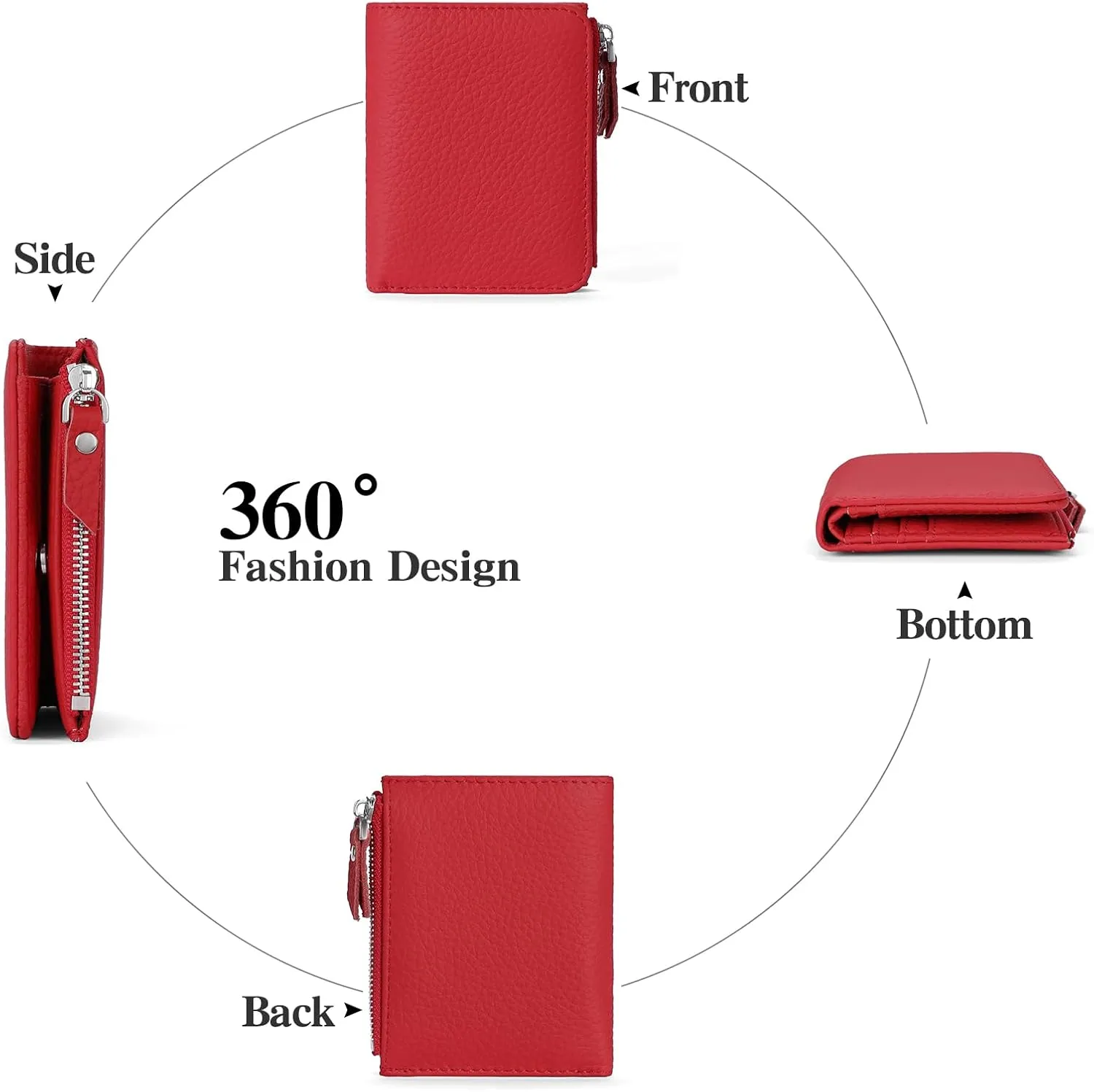 SENDEFN Small Wallets for Women Genuine Leather Slim Pocket Wallet RFID Blocking Bifold Ladies Mini Purse with ID Window