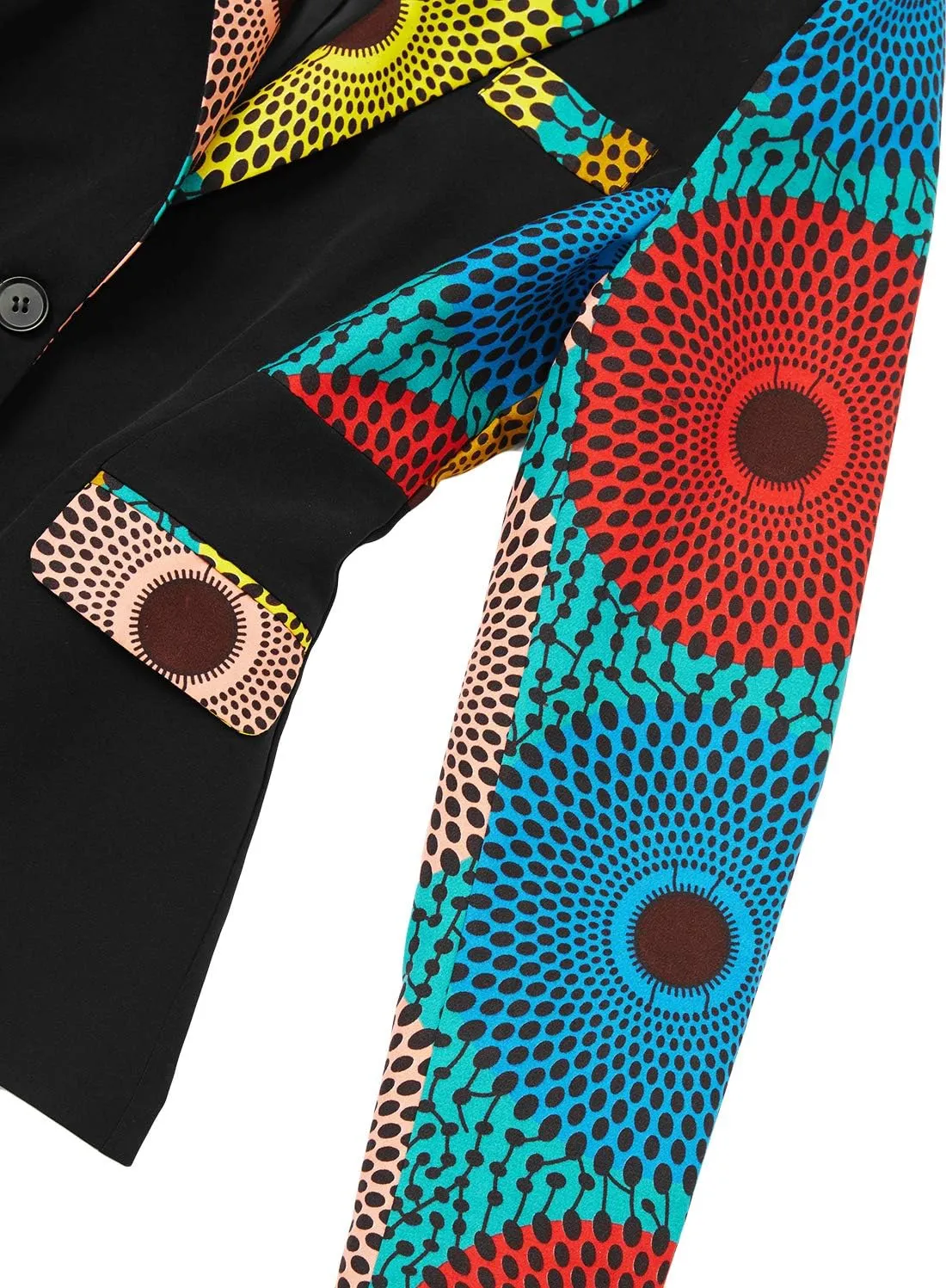 SHENBOLEN Women African Print Coat Notched Lapel Pocket Blazer Jacket