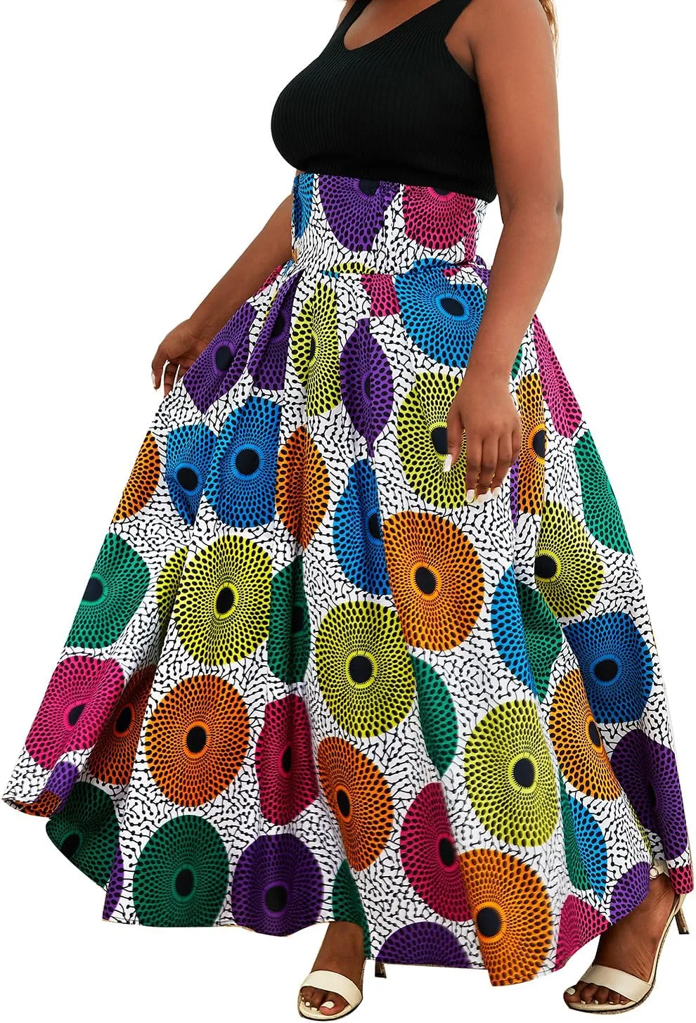 SHENBOLEN Women African Print Maxi Skirt Ankara High Waist Skirt Ethnic Long Skirt