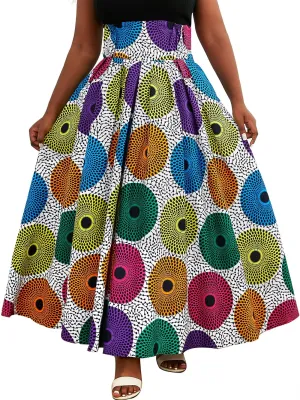 SHENBOLEN Women African Print Maxi Skirt Ankara High Waist Skirt Ethnic Long Skirt