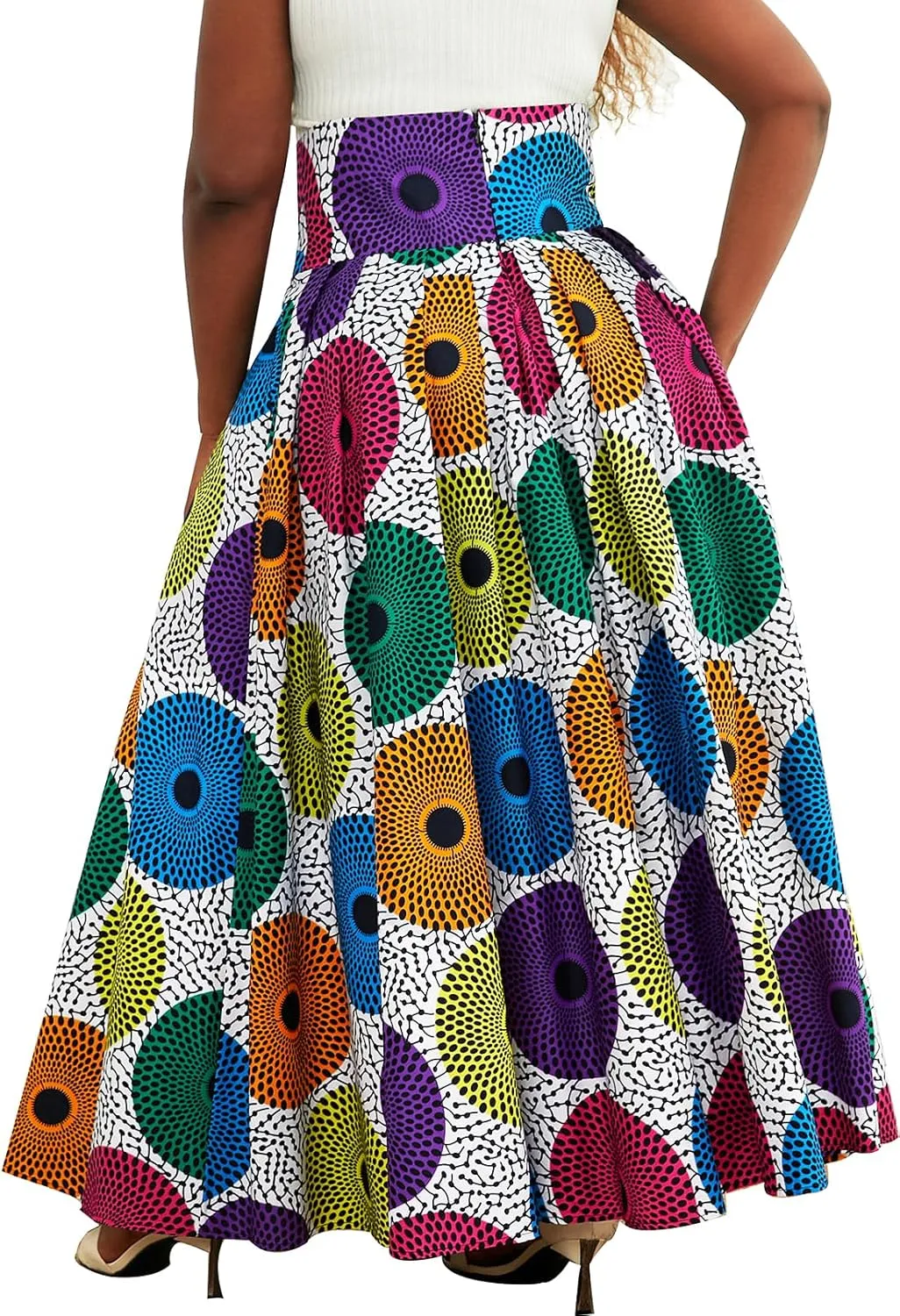 SHENBOLEN Women African Print Maxi Skirt Ankara High Waist Skirt Ethnic Long Skirt