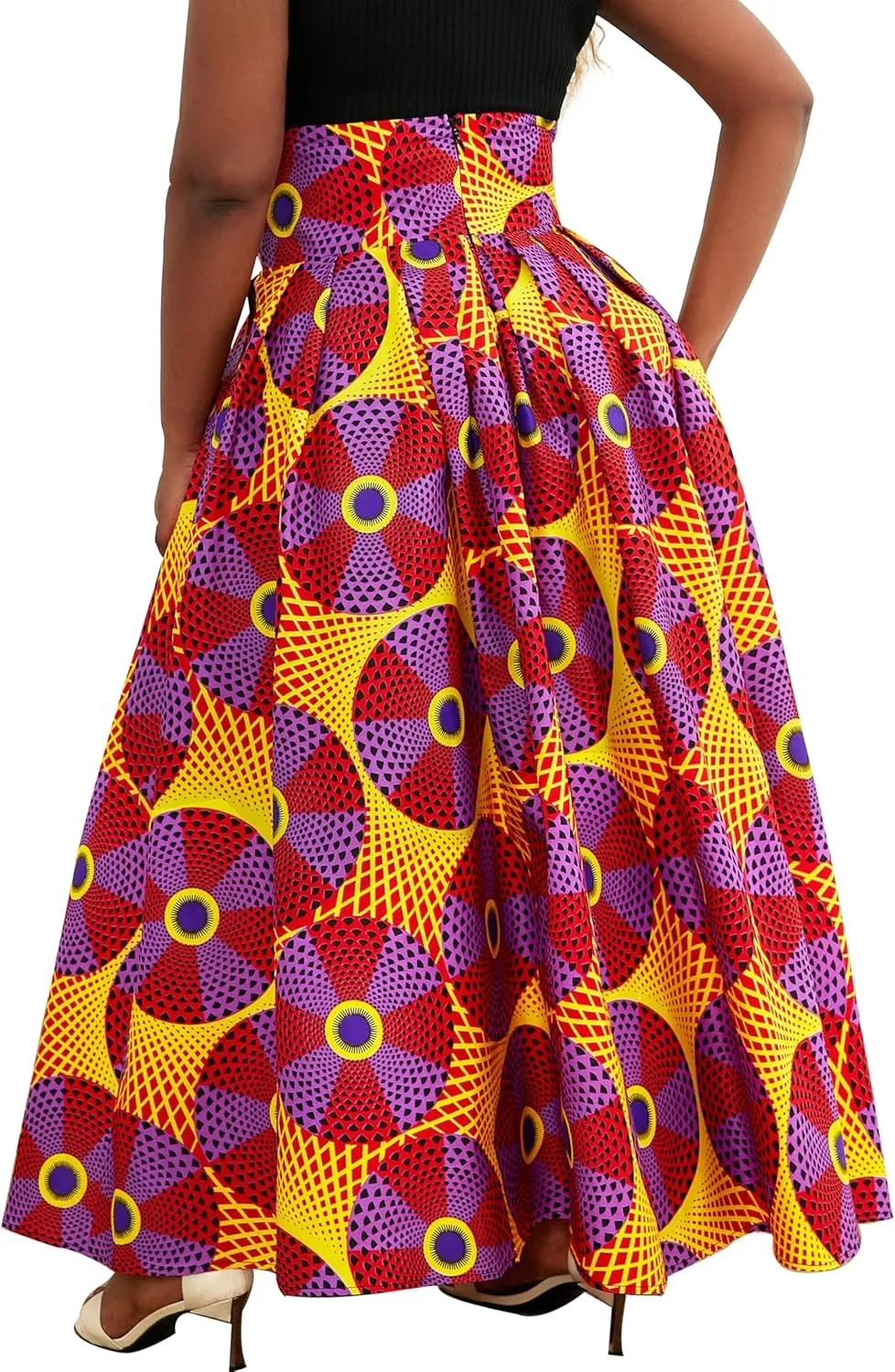 SHENBOLEN Women African Print Maxi Skirt Ankara High Waist Skirt Ethnic Long Skirt