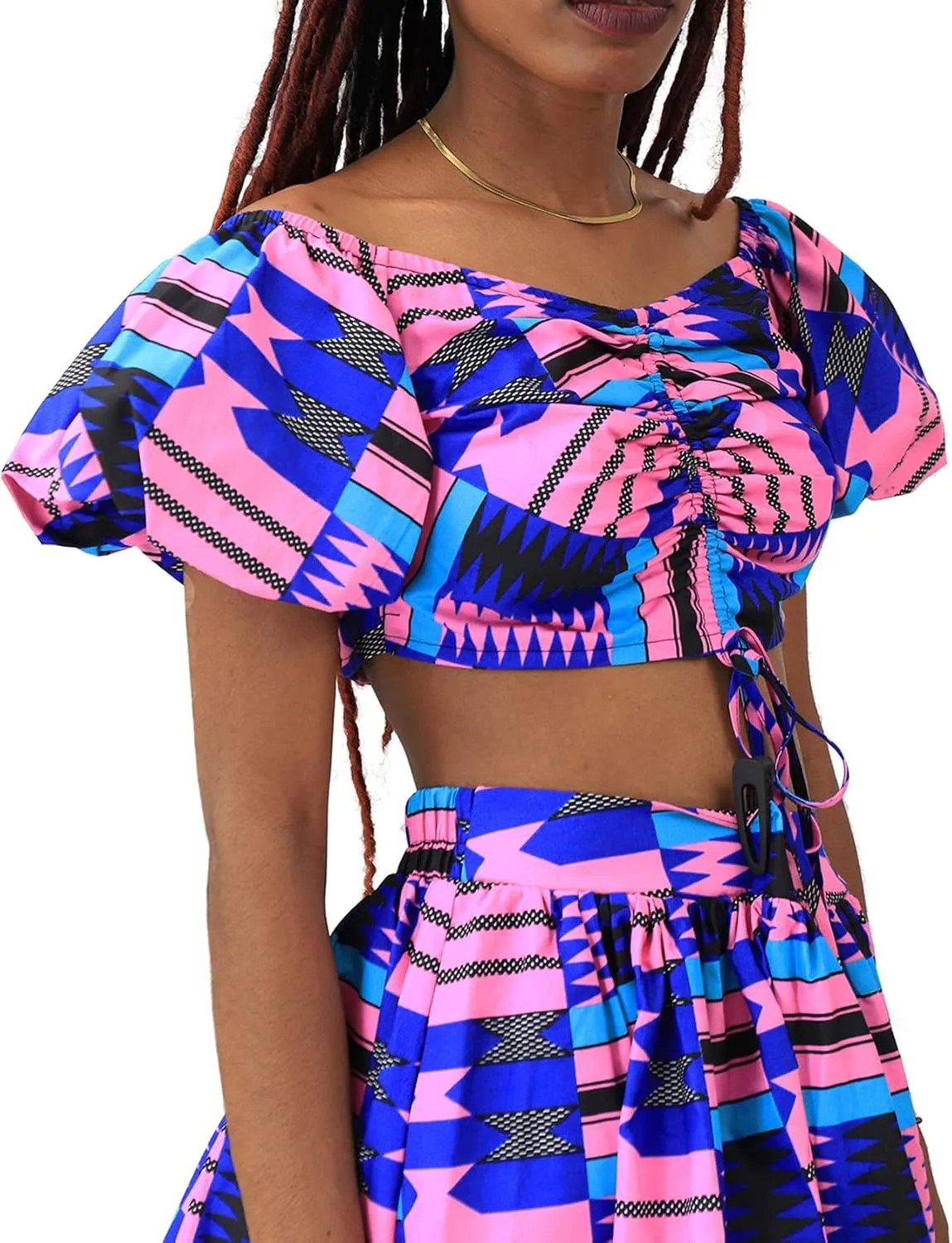 SHENBOLEN Women African Print Skirt and Top Ankara Maxi Skirts 2 Piece Set Sexy Party Outfits
