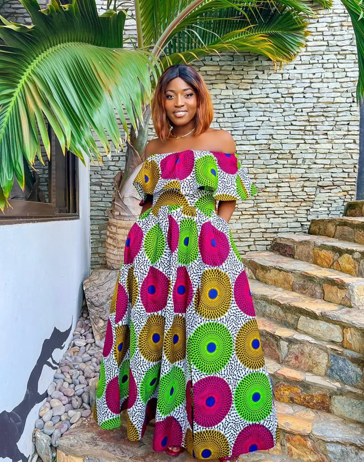 SHENBOLEN Womens African Print Skirt Top Set Tradition Clothing