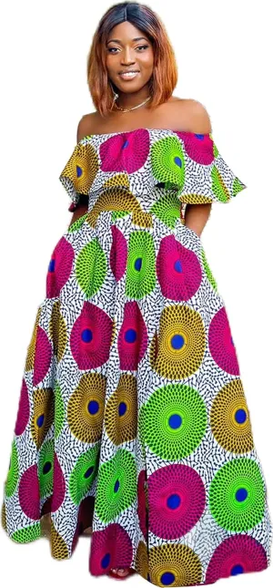 SHENBOLEN Womens African Print Skirt Top Set Tradition Clothing