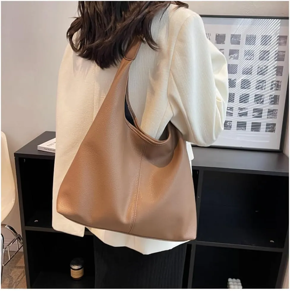 Shoulder Bag for Women Soft Leather Hobo Handbags Tote Bags Large Purse Single Shoulder Strap Bag Wallet 2 Pcs Set
