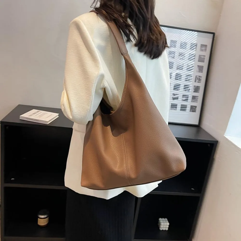 Shoulder Bag for Women Soft Leather Hobo Handbags Tote Bags Large Purse Single Shoulder Strap Bag Wallet 2 Pcs Set