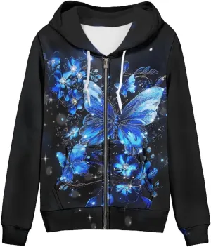 Showudesigns Women's Clothing Zip Up Hoodies XS-5XL Fashion Sweatshirts Clothes Fall Pullover Tops