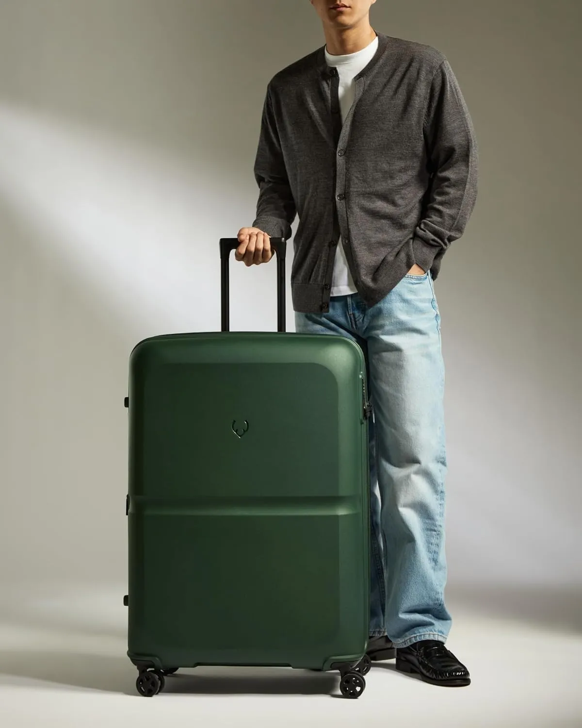 Single Stripe Hardside Luggage 32 Inch Large Suitcase - Durable, Lightweight & Expandable, 4 Spinner Wheels - Adjustable Handle, TSA Lock - Green