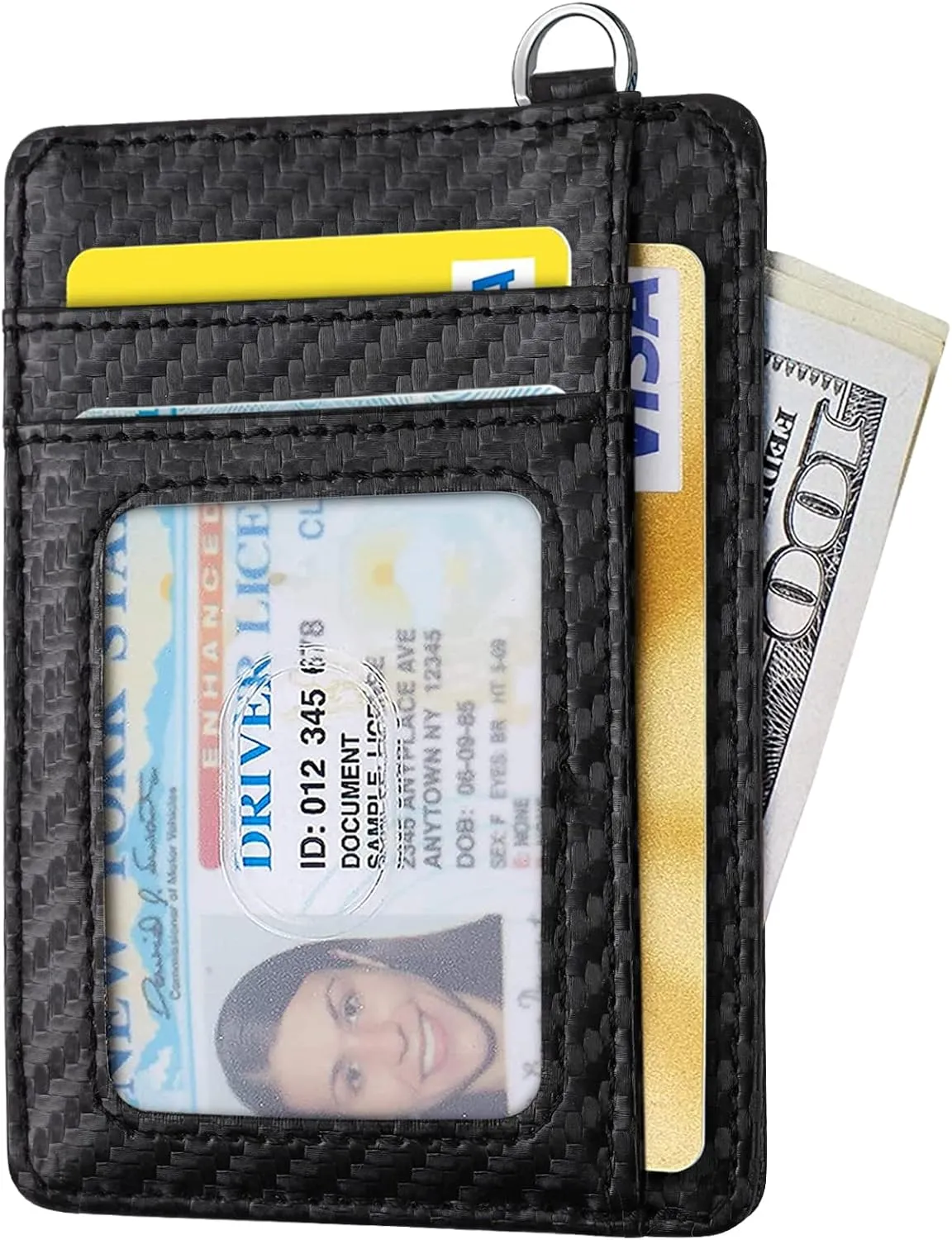 Slim Front Pocket Wallet RFID ID Card Holder Cute Small Wallet with Keychian for Women