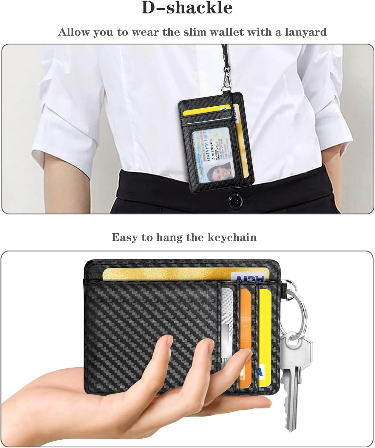Slim Front Pocket Wallet RFID ID Card Holder Cute Small Wallet with Keychian for Women