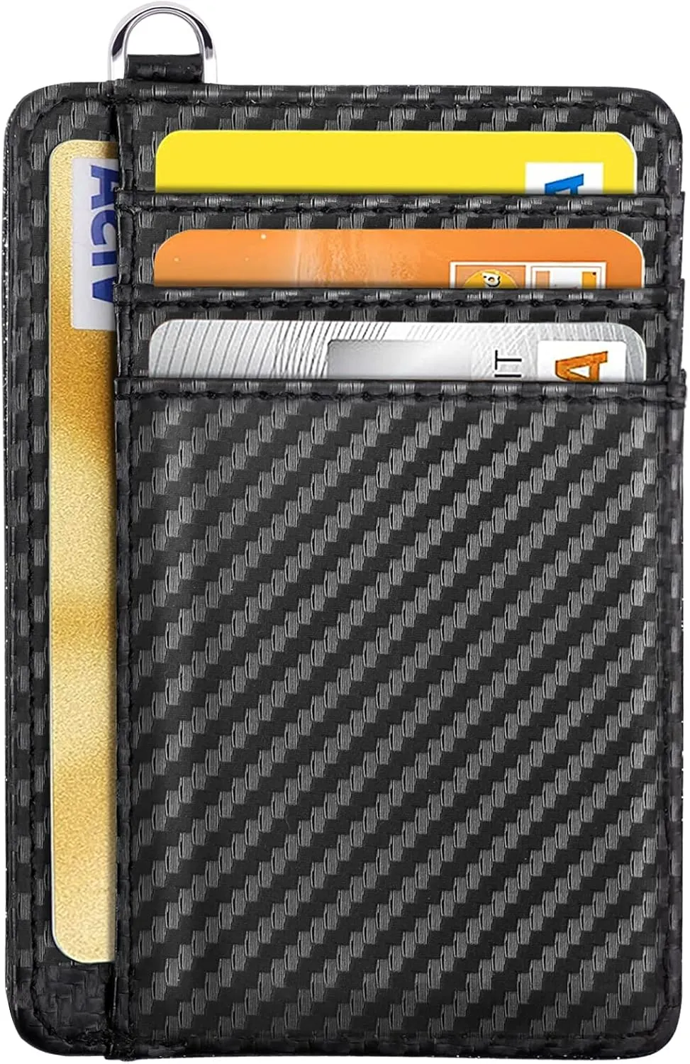 Slim Front Pocket Wallet RFID ID Card Holder Cute Small Wallet with Keychian for Women