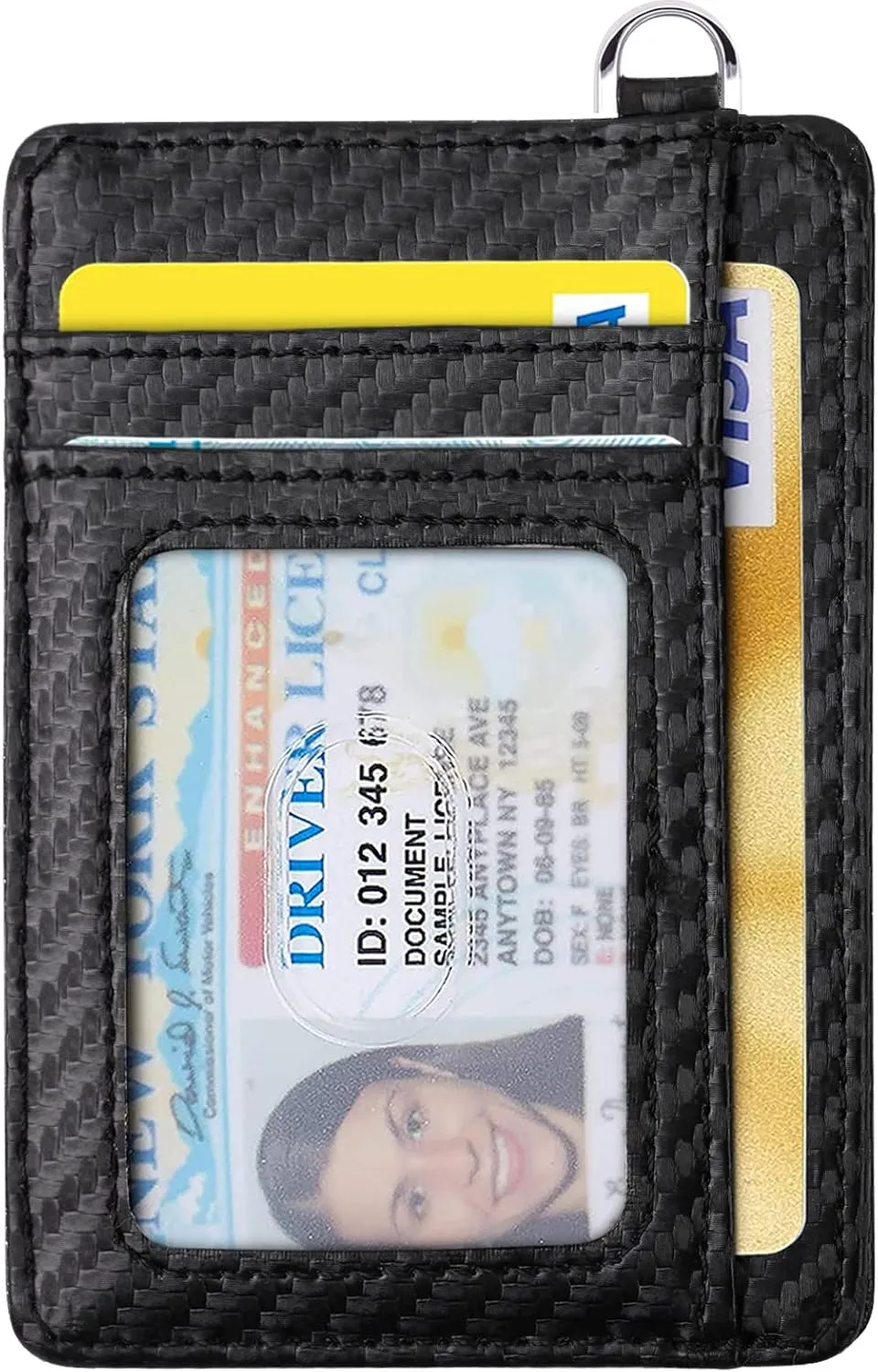 Slim Front Pocket Wallet RFID ID Card Holder Cute Small Wallet with Keychian for Women