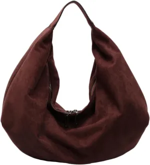 Slouchy Suede Shoulder Bag for Women Large Dumpling Tote Purse Soft Handbags Casual Top Handle Satchel