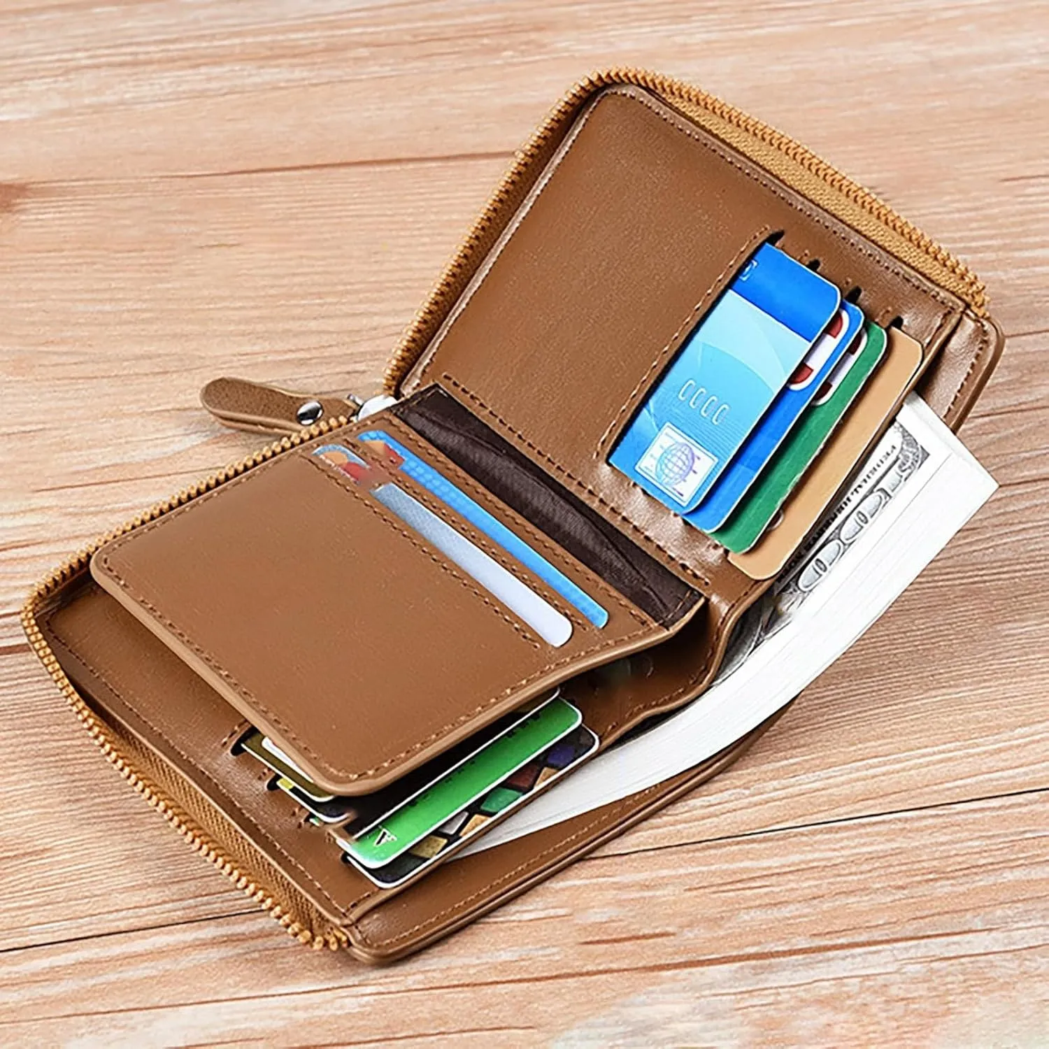 Small Wallet for Women Genuine Leather Bifold Compact RFID Blocking Wristlet Western Wallet Boho Aztec Credit Card Holder for Women