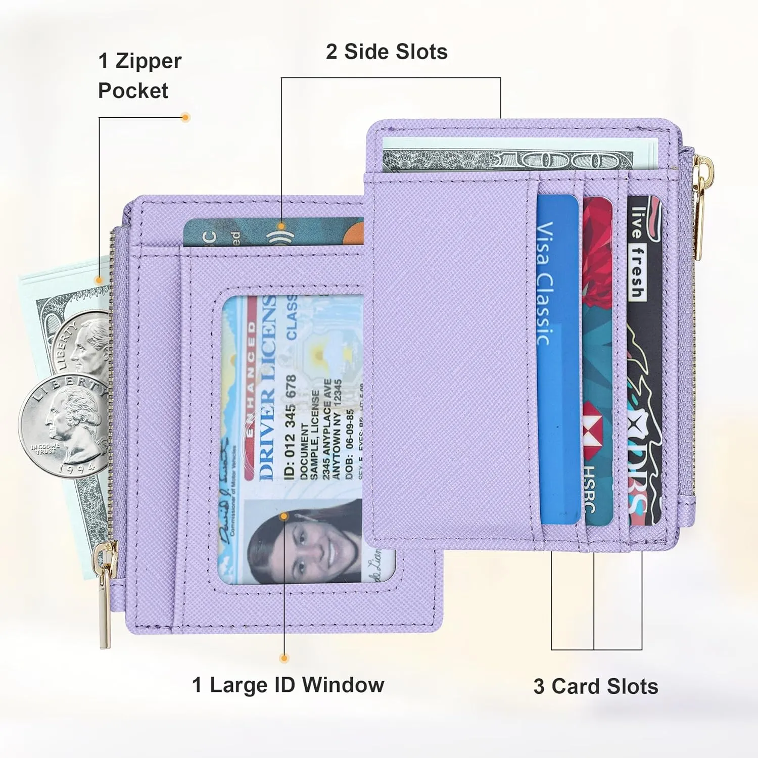 Sodsay Card Case Slim Front Pocket Wallet for Women Credit Card Holder with Keychain
