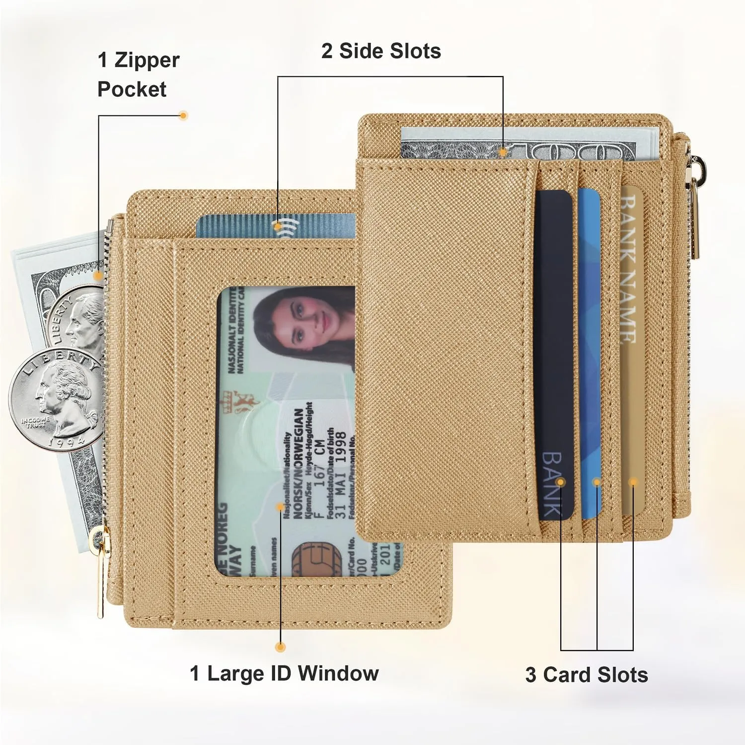Sodsay Card Case Slim Front Pocket Wallet for Women Credit Card Holder with Keychain