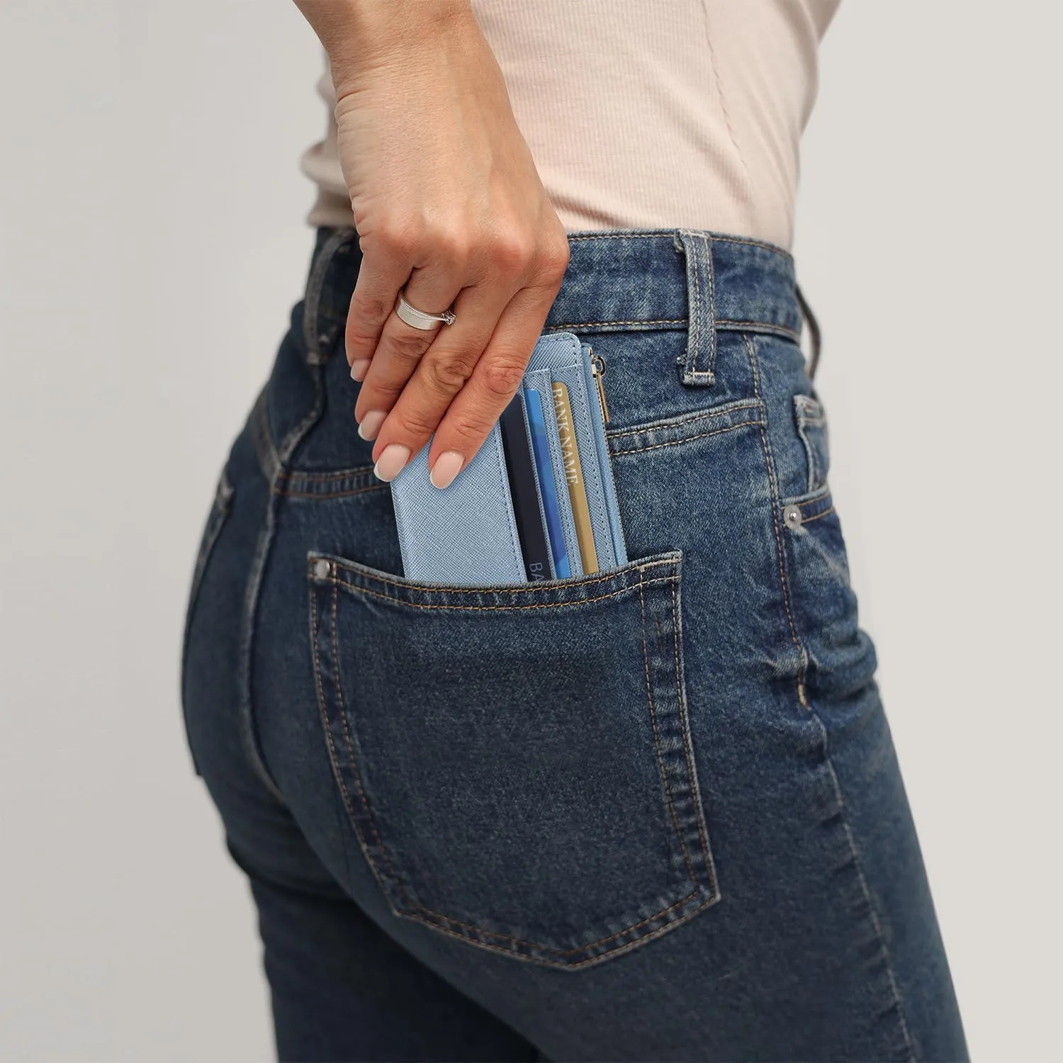 Sodsay Card Case Slim Front Pocket Wallet for Women Credit Card Holder with Keychain