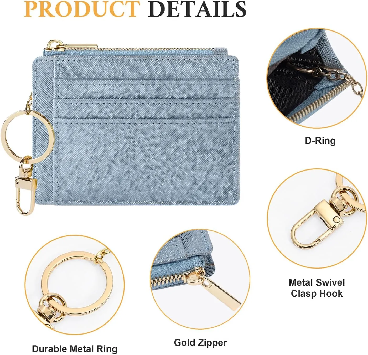 Sodsay Card Case Slim Front Pocket Wallet for Women Credit Card Holder with Keychain