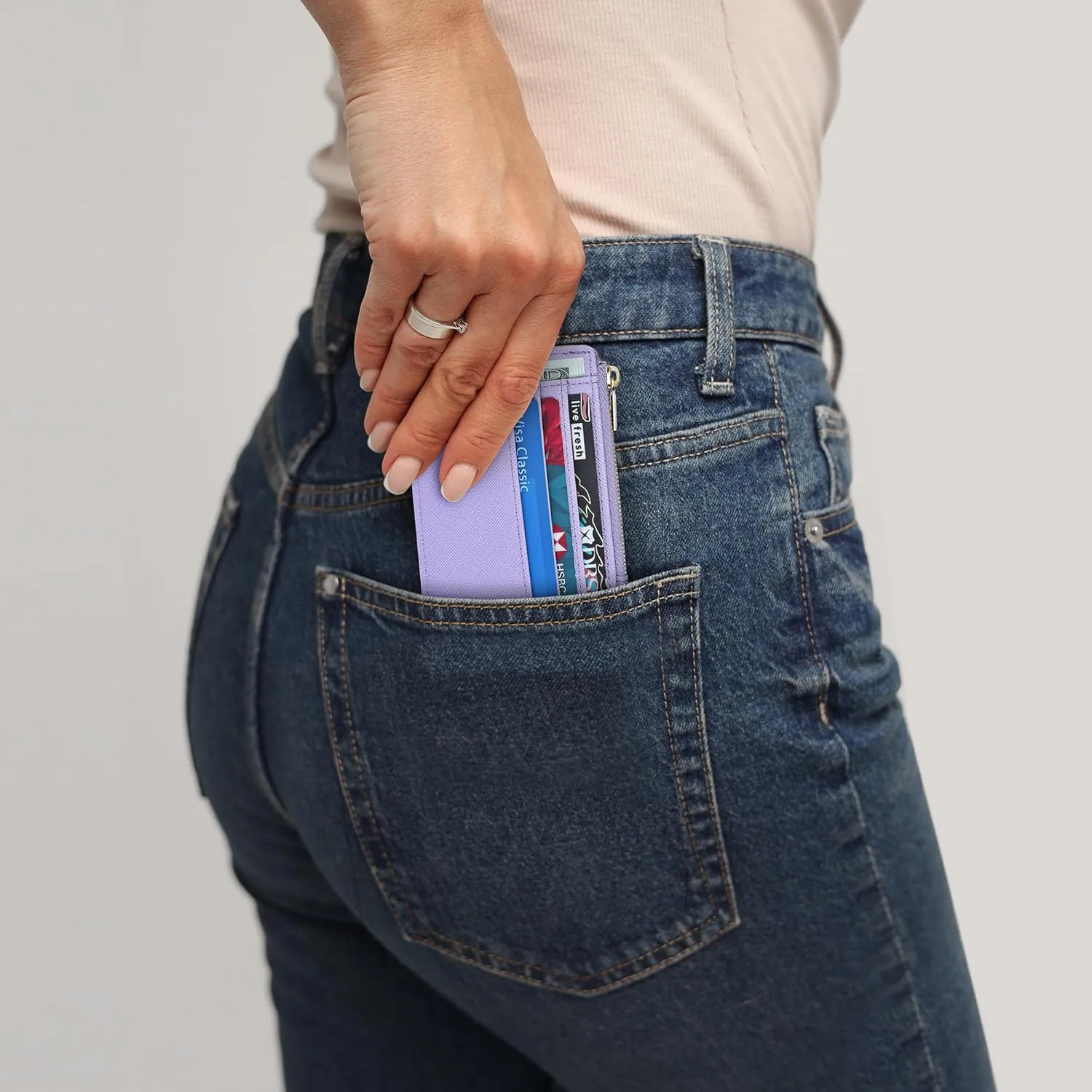 Sodsay Card Case Slim Front Pocket Wallet for Women Credit Card Holder with Keychain