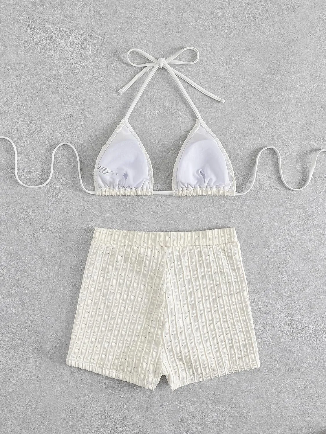 SOLY HUX Women's 2 Piece Swimsuits Halter Triangle Top with Shorts Bikini Set Bathing Suits