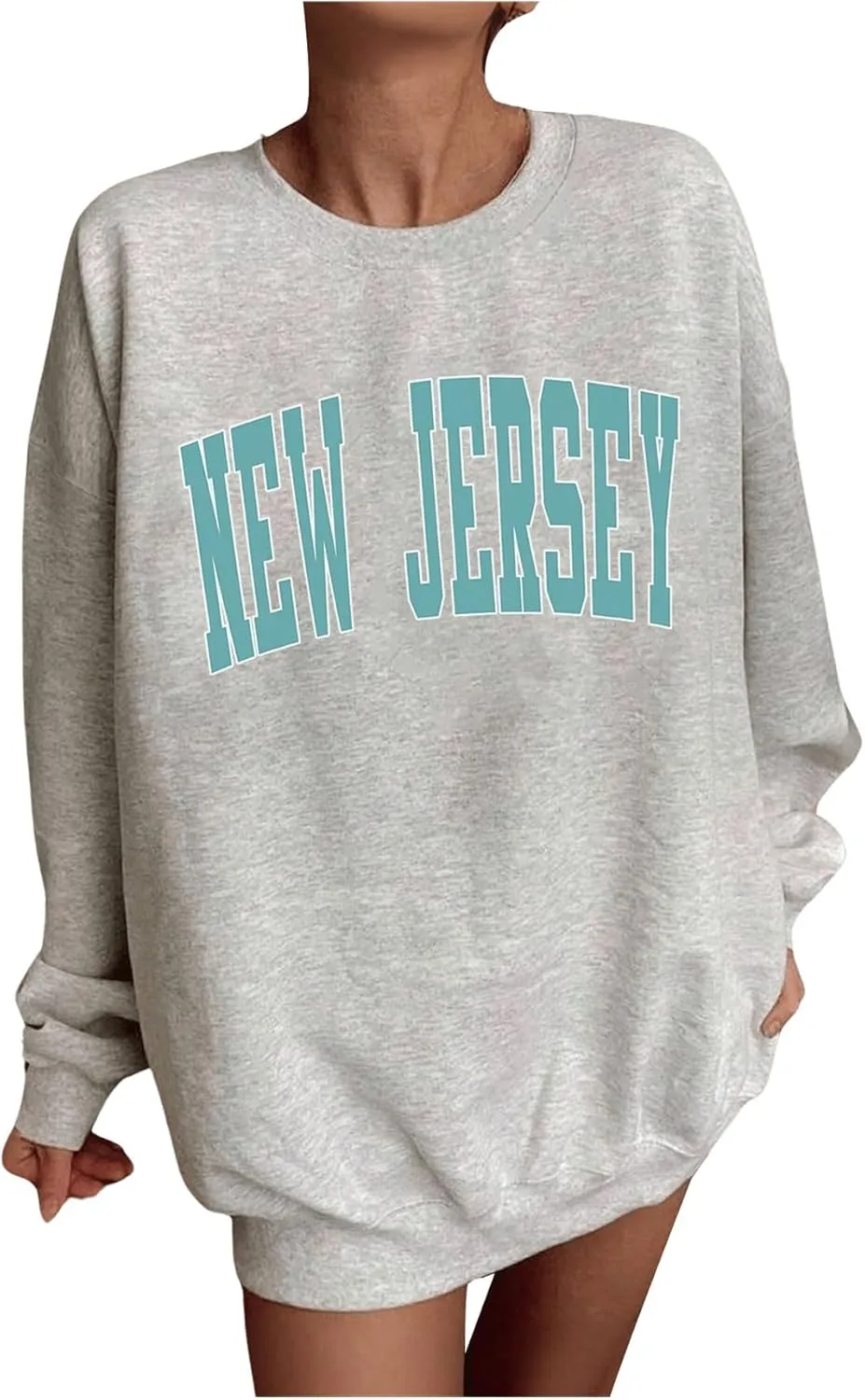 SOLY HUX Women's Oversized Sweatshirt Letter Print Crewneck Long Sleeve Casual Loose Pullover Tops