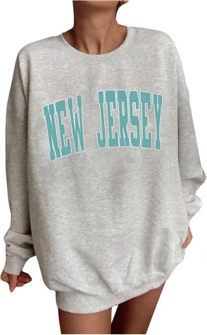 SOLY HUX Women's Oversized Sweatshirt Letter Print Crewneck Long Sleeve Casual Loose Pullover Tops