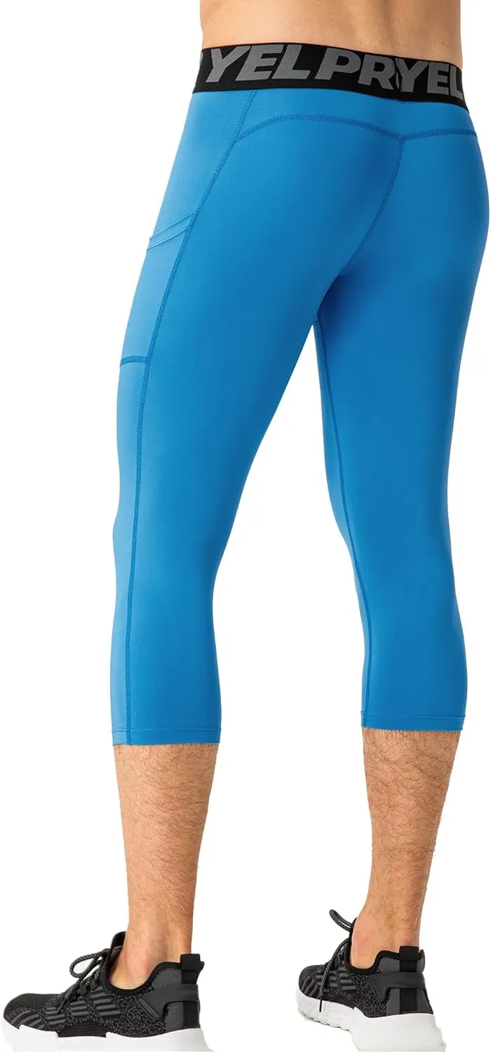 SPVISE 1 or 3 Pack 3/4 Compression Pants Men Athletic Gym Capri Leggings Running Tights Dry Fit Basketball Sports Base Layer