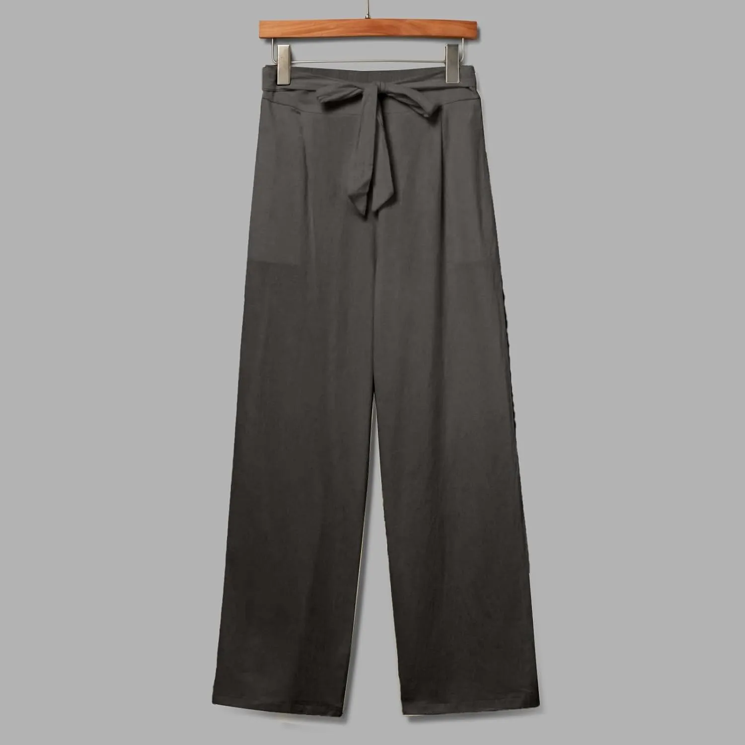 Straight Leg Linen Pants Women 2025 Summer Casual Elastic High Waisted Drawstring Pants Baggy Lounge Pants with Pockets