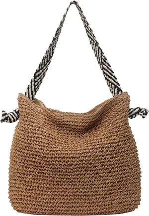 Straw Woven Crossbody Bags Hobo Bags for Summer Fashion Woven Tote Bag Crochet Handbag