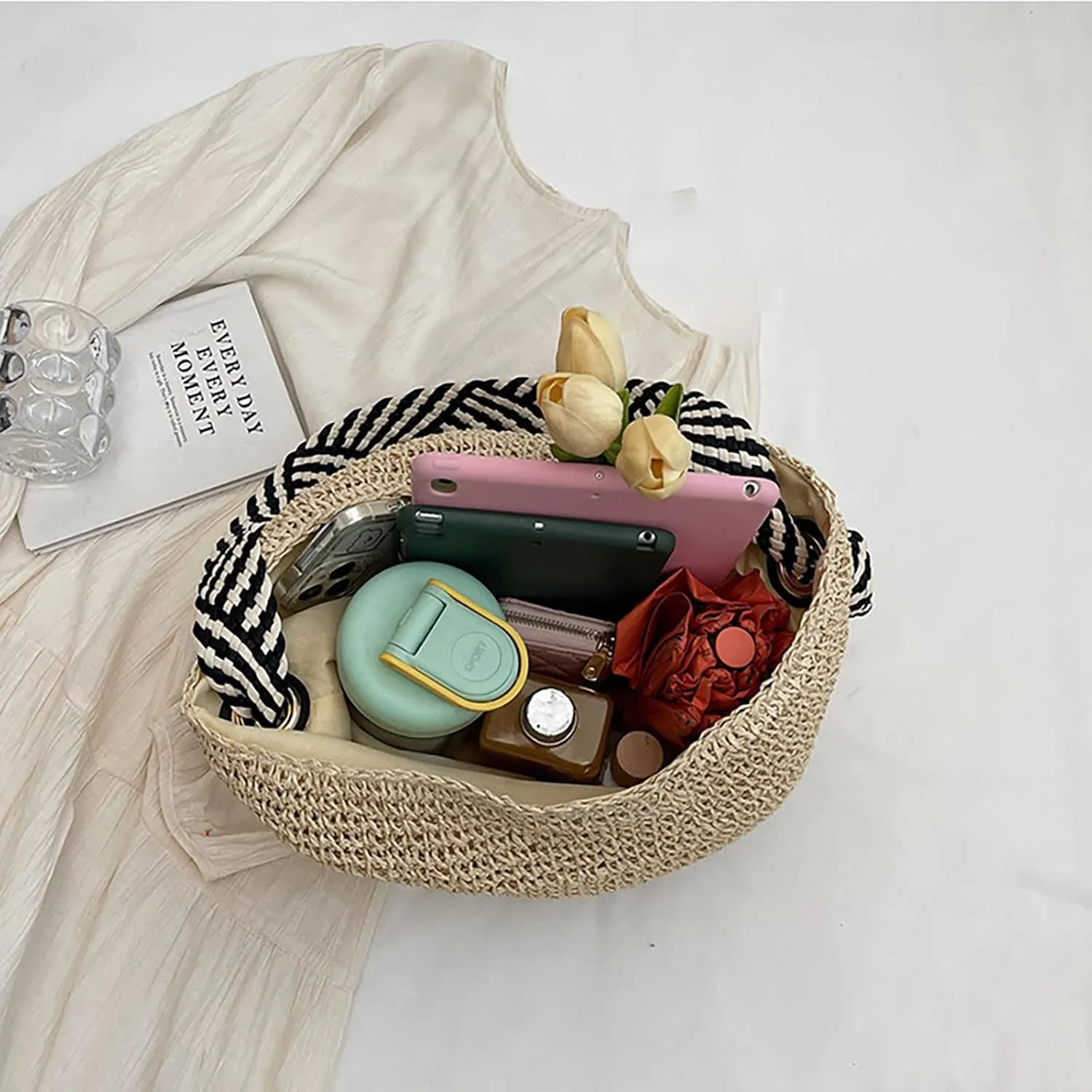 Straw Woven Crossbody Bags Hobo Bags for Summer Fashion Woven Tote Bag Crochet Handbag