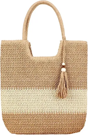 Straw Woven Crossbody Bags Top-Handle Bags for Summer Woven Tote Bag Crochet Handbag Handmade Bag