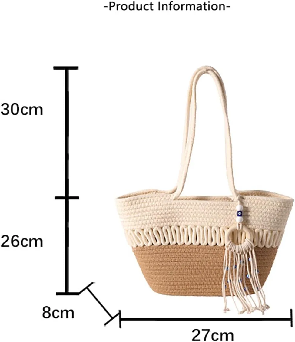 Straw Woven Shoulder Bags for Summer Woven Tote Bag Crochet Handbag Handmade Bag
