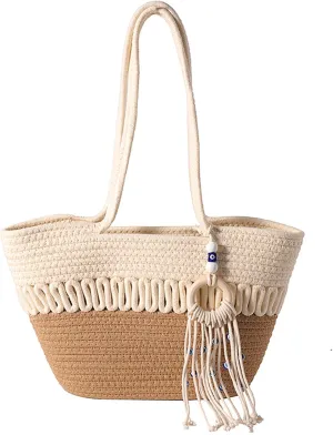 Straw Woven Shoulder Bags for Summer Woven Tote Bag Crochet Handbag Handmade Bag
