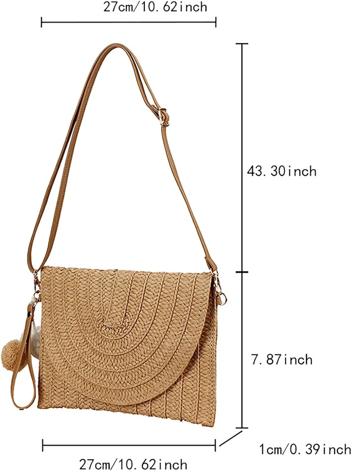 Straw Woven Tote Bag for Summer Shoulder Bag Woven Crochet Handbag Handmade Bag Hairy Ball