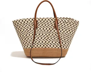 Straw Woven Tote Bag for Summer Shoulder bag Woven Crochet Handbag Handmade Blocking Bag