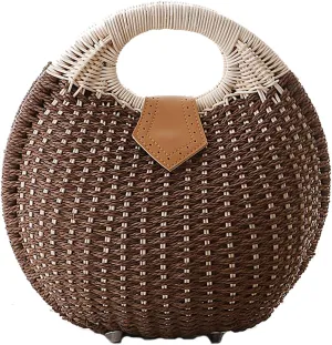 Straw Woven Tote Bag for Summer Woven Crossbody Bags Shoulder Bags Crochet Handbag Beach Spherical Bag