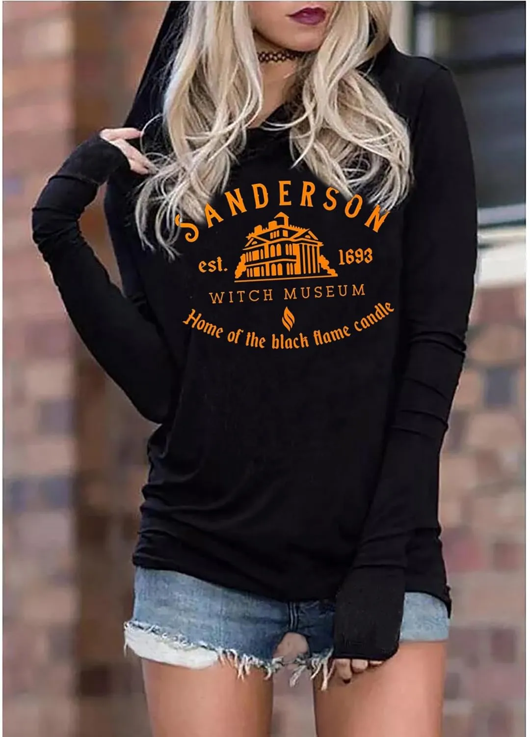Susongeth Halloween Sanderson Sisters Fashion Hoodie Women Halloween Hocus Pocus Long Sleeve T-Shirt Lightweight Pullover Top