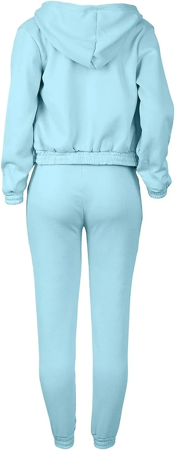 Sweatpants and Sweatshirt Set for Women, Casual Outfit Athletic Suit Set Hooded Tracksuit 3 Piece Jogger Sweatsuit