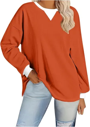 Sweatshirts for Women Oversized Loose Hoodie Long Sleeve Crew Neck Drop Shoulder Pullover Fall Womens Fashion Top