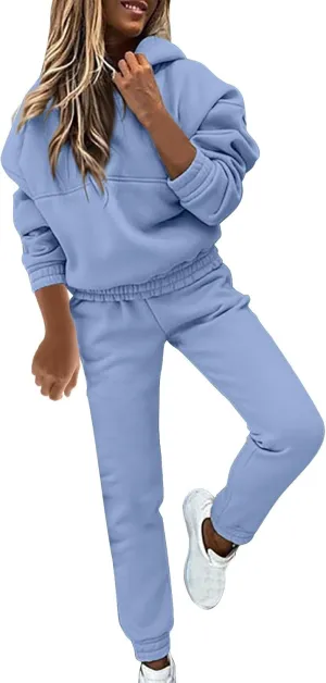 Sweatsuits For Womens 2 Piece Outfits Oversized Hoodie Fleece Sweatshirt And Jogger Sweatpants Y2K Matching Set