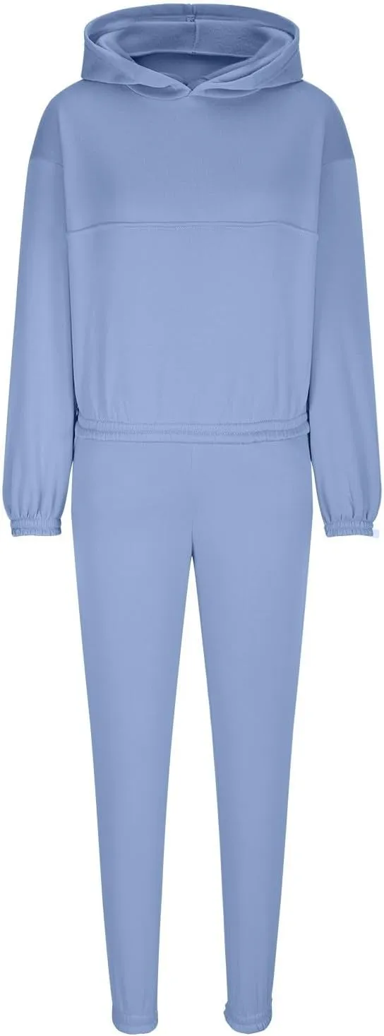 Sweatsuits For Womens 2 Piece Outfits Oversized Hoodie Fleece Sweatshirt And Jogger Sweatpants Y2K Matching Set