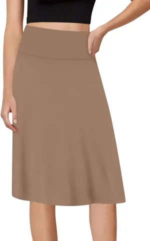 Sweet Hearts A-Line Midi Skirts for Women- High Waist Knee Length Casual Flared Flowy Skirt Made in USA