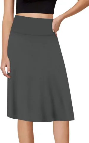 Sweet Hearts A-Line Midi Skirts for Women- High Waist Knee Length Casual Flared Flowy Skirt Made in USA