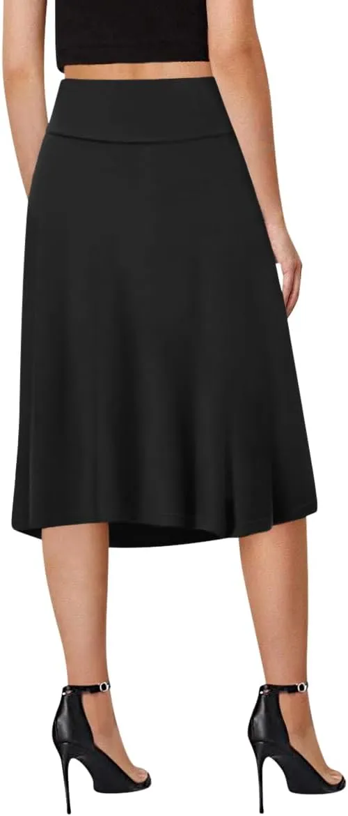Sweet Hearts A-Line Midi Skirts for Women- High Waist Knee Length Casual Flared Flowy Skirt Made in USA
